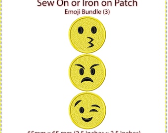 Emoji Patch Bundle: Sew On / Iron On (3 x 65mm)
