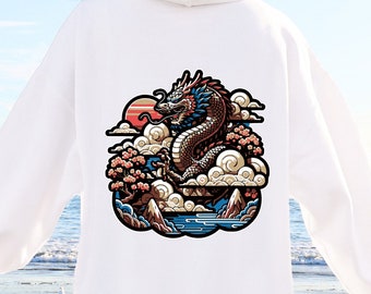 Year of Dragon Hoodie Dragon Hoodie Dragon Chinese New Year 2024 Harajuku Hoodie Japanese Hoodie Japan Hoodie Back Print Hoodie Zodiac Sign