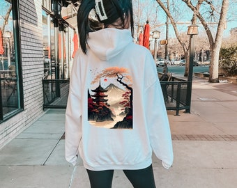 Japanese Hoodie Japanese Art Hoodie Japanese Streetwear Japan Hoodie Harajuku Hoodie Japanese Aesthetic Streetwear Hoodie Back Print Hoodie