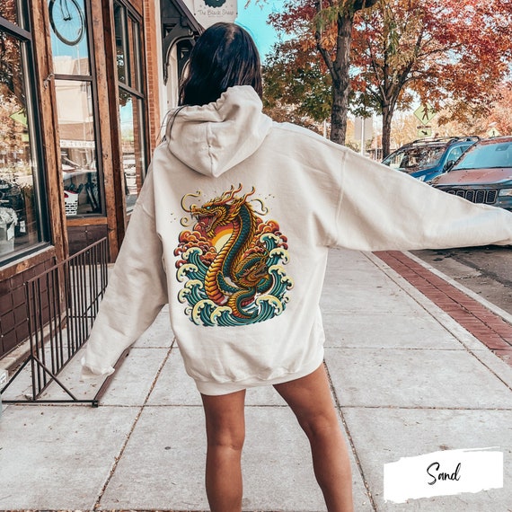 Dragon Hoodie Dragon Harajuku Hoodie Japanese Hoodie Japan Hoodie Back Print Hoodie Zodiac Sign Y2k Hoodie Trendy Hoodie Etsy