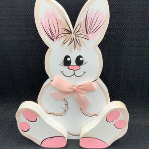 Hand-Painted Wood Bunny: Cottagecore Easter Decoration