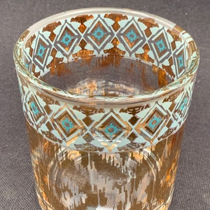 Culver Glass Whiskey Tumbler: Mid-Century Modern Barware with Gold Accent