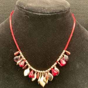 Unique Red and Gold Beaded Necklace, Statement Necklace, Red Necklace, Gold Necklace, Handmade Jewelry, Gift For Her