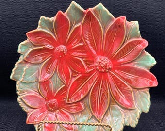 Poinsettia Plate, Serving Platter, Holiday Tableware, Festive Dining