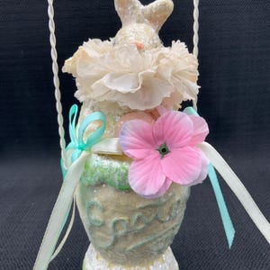 Shabby Chic Easter Bunny Basket: Sugared Pastel Farmhouse Decor