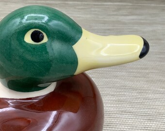 Vintage Ceramic Mallard Duck Planter, Duck Figurine Planter