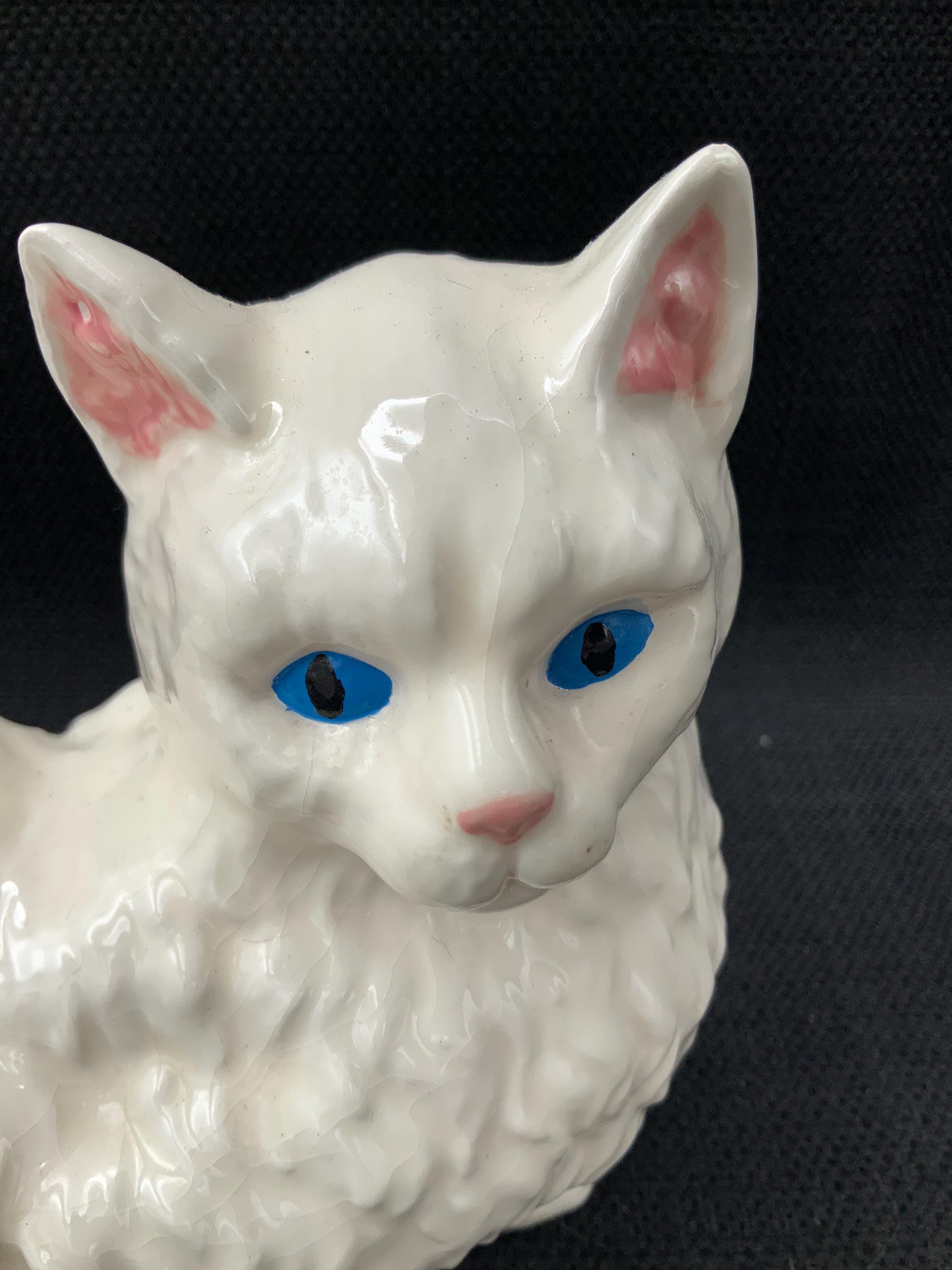 陶器製ペルシャ猫の置物（ヴィンテージ）、猫のアート、精巧な装飾、猫 