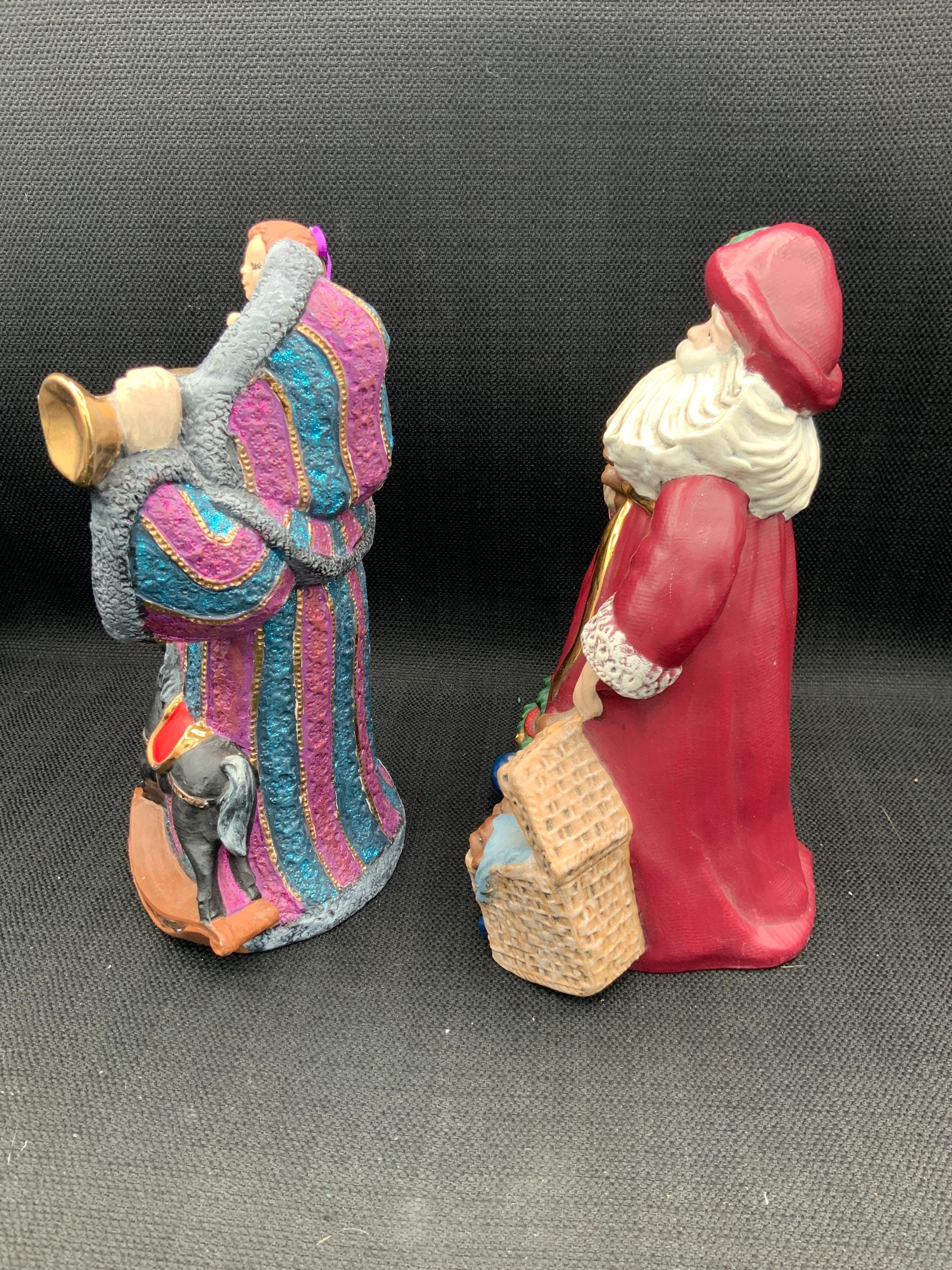 昔ながらのサンタの陶器の置物、ヴィンテージサンタの装飾、ホリデー