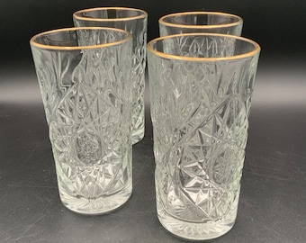 Libby Highball Glasses, Crystal Glassware, Set of 4, Tumblers, Cocktail Drinkware, Barware Gift, Wedding Gift, Valentines Day, Barware, Gift