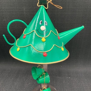 Christmas Teapot Tree Ornament, Triangle Design Decoration, Holiday Gift, Festive Decor, Teapot Lover Gift