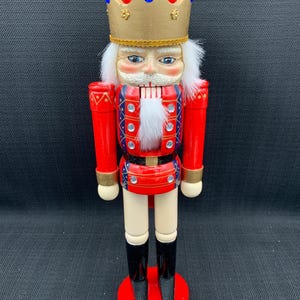 Classic Wooden Nutcracker Soldier Figurine: 15-Inch Holiday Decor