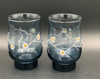 Vintage Libbey Blue Dogwood Glasses - Mid-Century Tumbler Set