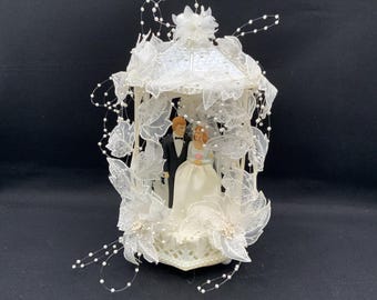 Vintage, Hochzeitstorte Topper, Hochzeitspaar, Braut & Bräutigam, Hochzeit, Cake Topper, Gazebo, Gartentorte