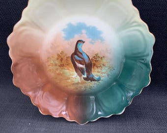 ヴィンテージドイツ花柄磁器皿：19世紀後半 JCT刻印入りコレクターズ