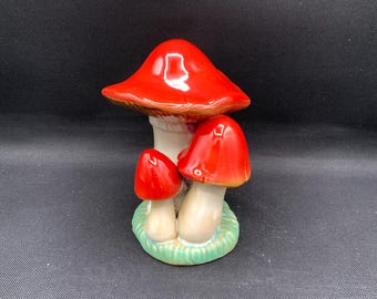 Vintage Studio Keramik Pilz Figur, handgefertigte Keramik Fliegenpilz Dekor