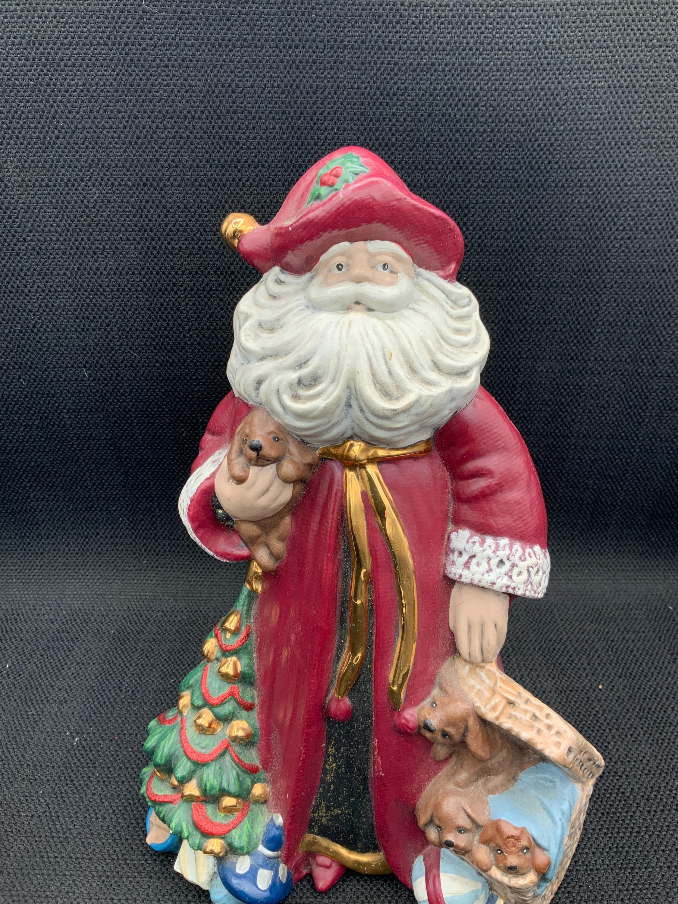 昔ながらのサンタの陶器の置物、ヴィンテージサンタの装飾、ホリデー