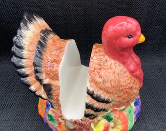 七面鳥のナプキンホルダー、コテージコアキッチン、ヴィンテージメールホルダー、秋のディナーデコレーション