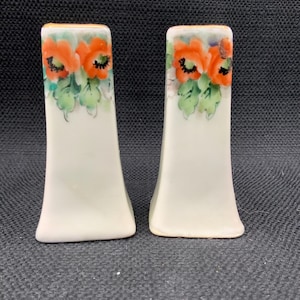 Antique Buell 1920&#39;s Hand Painted Porcelain Salt & Pepper Shakers, Vintage Collectible, Kitchen Decor