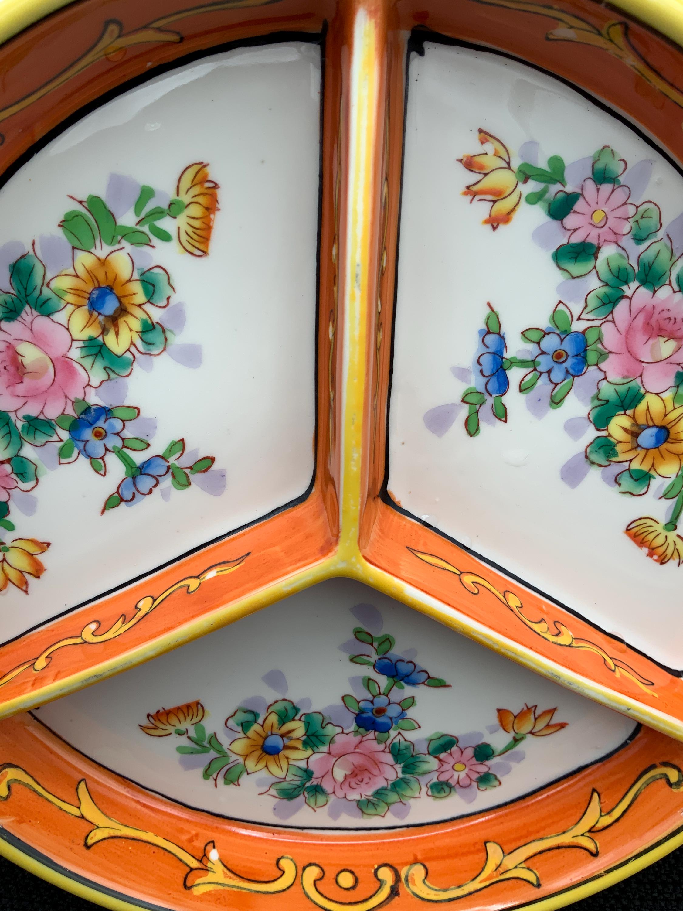 Vintage 1920's Moriyama Mori-machi 3-compartment Ceramic