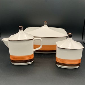 Vintage Imperial Stone Coffee Set: Creamer, Sugar Dish, Casserole