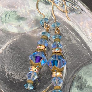 Blue Swarovski Crystal Earrings, Drop Earrings, Crystal Dangles, Elegant Accessory, Gift for Her, Wedding Jewelry