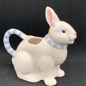 Rabbit Pitcher Bunny Water Jug Easter Decor Spring Tableware, Rabbit Lover Gift, Easter Bunny Decor, Springtime Drinkware
