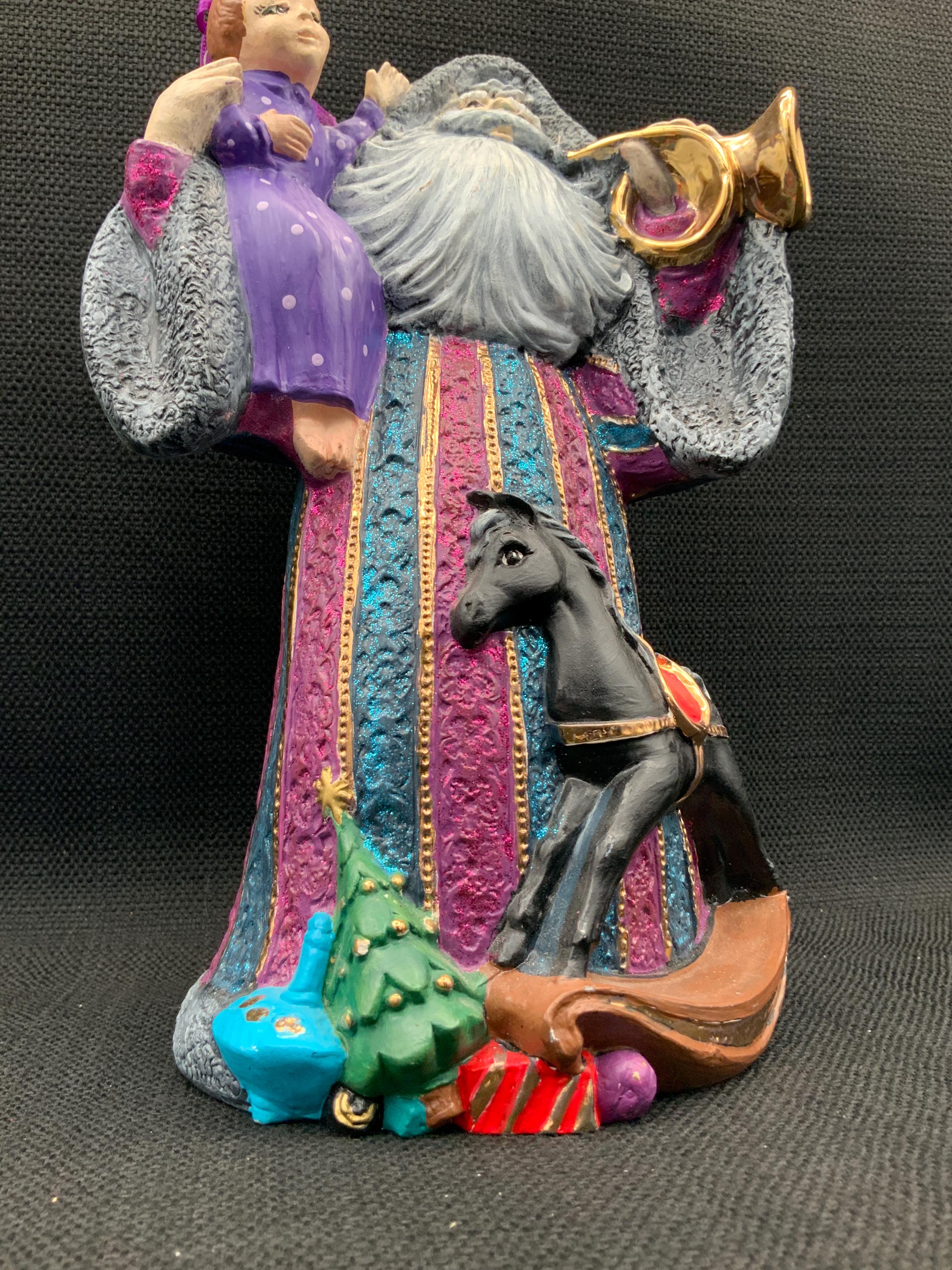 昔ながらのサンタの陶器の置物、ヴィンテージサンタの装飾、ホリデー