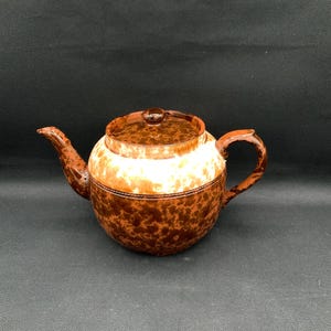 Tetera Betty marrón jaspeada, precio vintage, Kensington, Inglaterra, cerámica clásica inglesa.