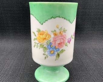 Vintage Green Floral Mug, Hand Painted Susan Evans 1976, Signed Ceramic Cup, Unique Gift Idea, Coffee Mug, Coffee, Valentines Day Gift