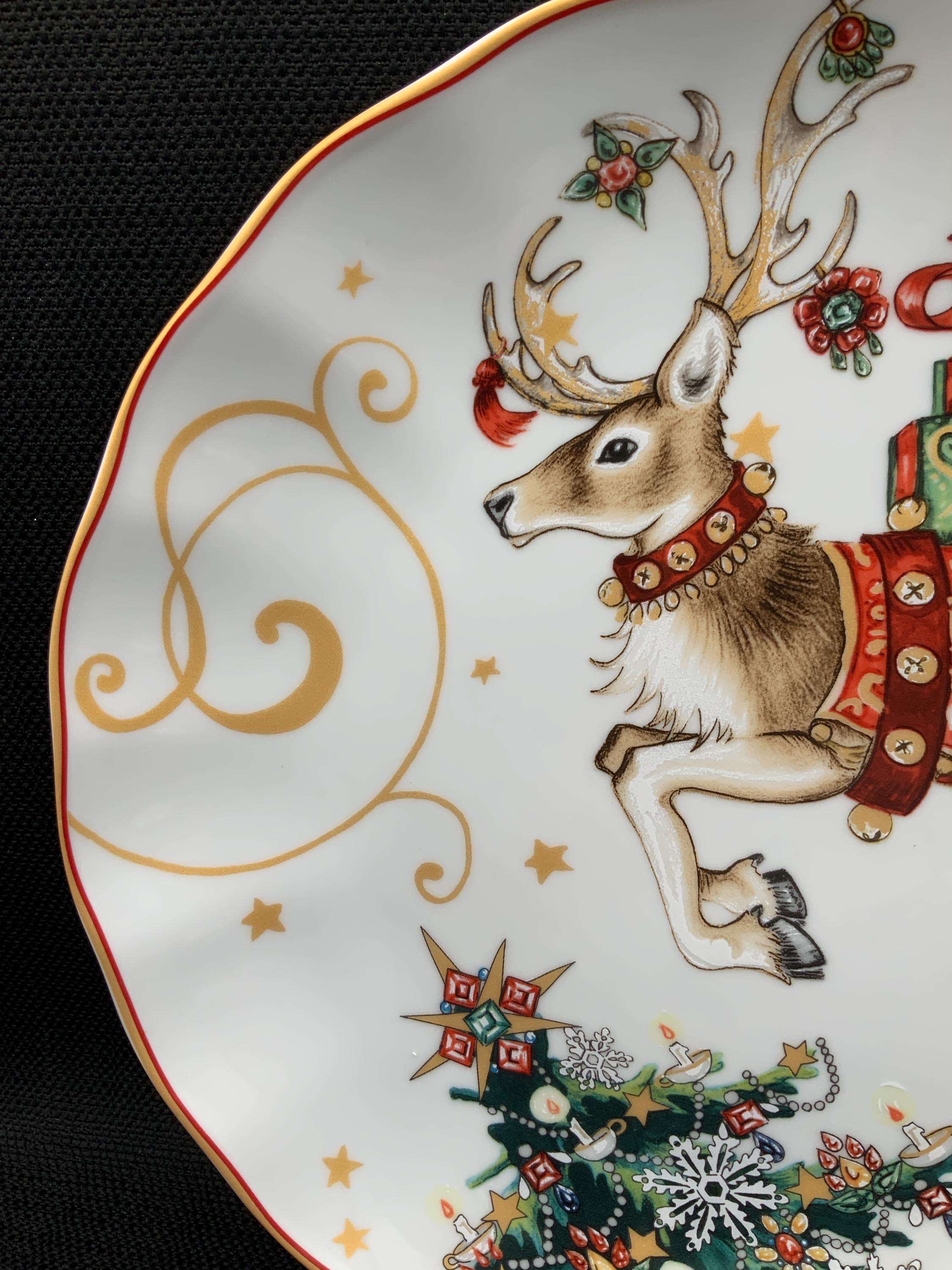 ウィリアムズ・ソノマのトナカイプレート、10.75インチのクリスマス