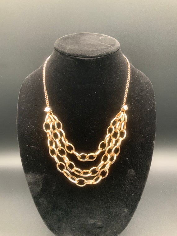 Multi Strand Gold Necklace, Vintage Style Necklace, L… Gem