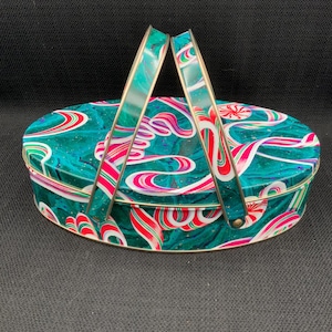 Vintage Department 56 Ribbons Tin, Tin with Handles, Collectible Tin, Ribbon Storage, Gift Holder, Nostalgic Decor