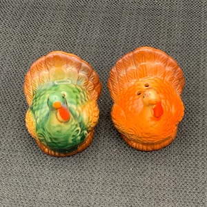 Keramische kalkoenzout- en peperstel: Thanksgiving-tafeldecor, leuk keukendecor, unieke kruidenhouders