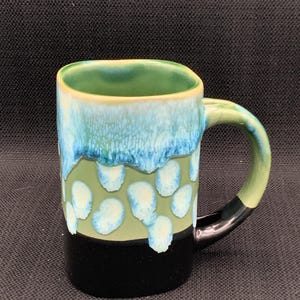 Handmade Aqua Stoneware Mug: Pottery Coffee Cup, Rustic Kitchen Decor