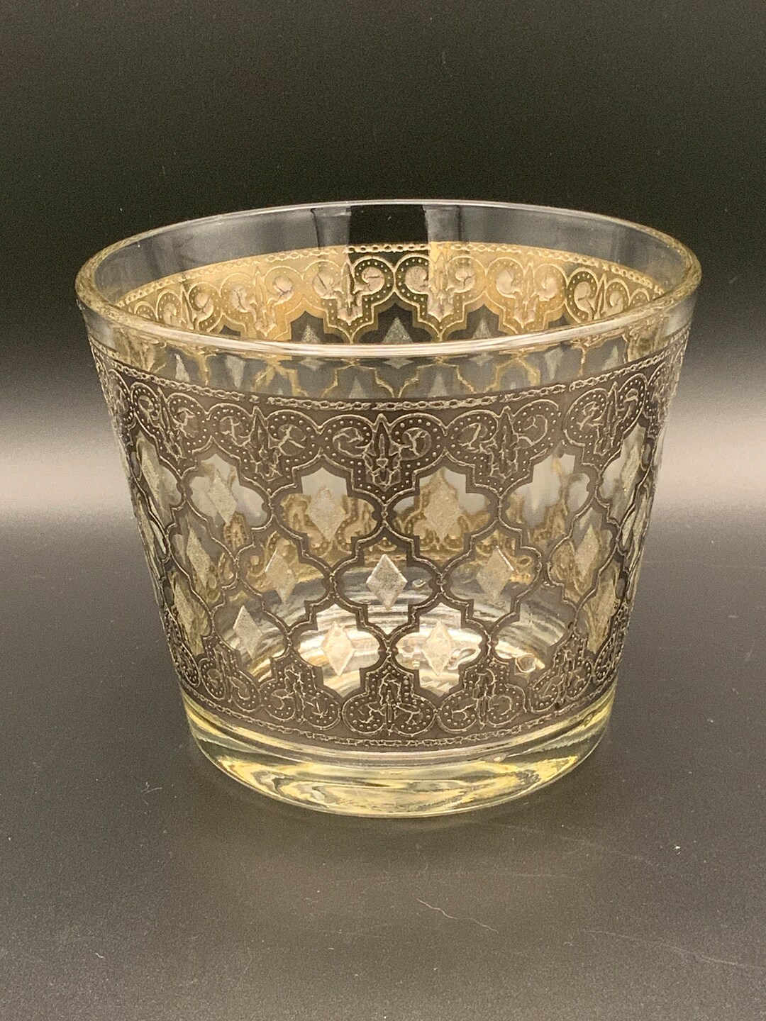 Midcentury Culver Valencia Ice Bucket, Vintage Glass Barware, 1960s