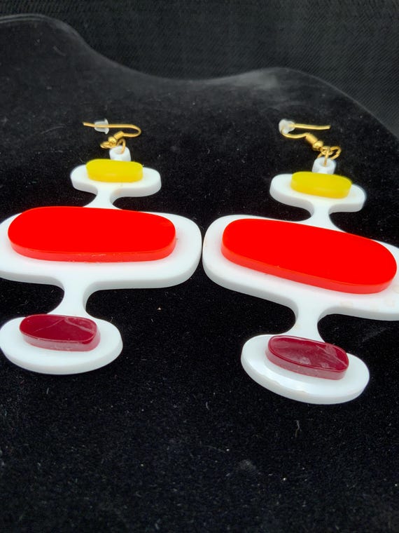 Acrylic Geometric Statement Earrings: Mid Century… - image 10