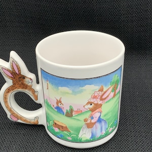 Bunny Handle Coffee Mug: Ceramic Rabbit Tea Cup