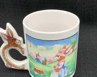 Bunny Handle Coffee Mug, Peter Rabbit Design, Easter Gift
