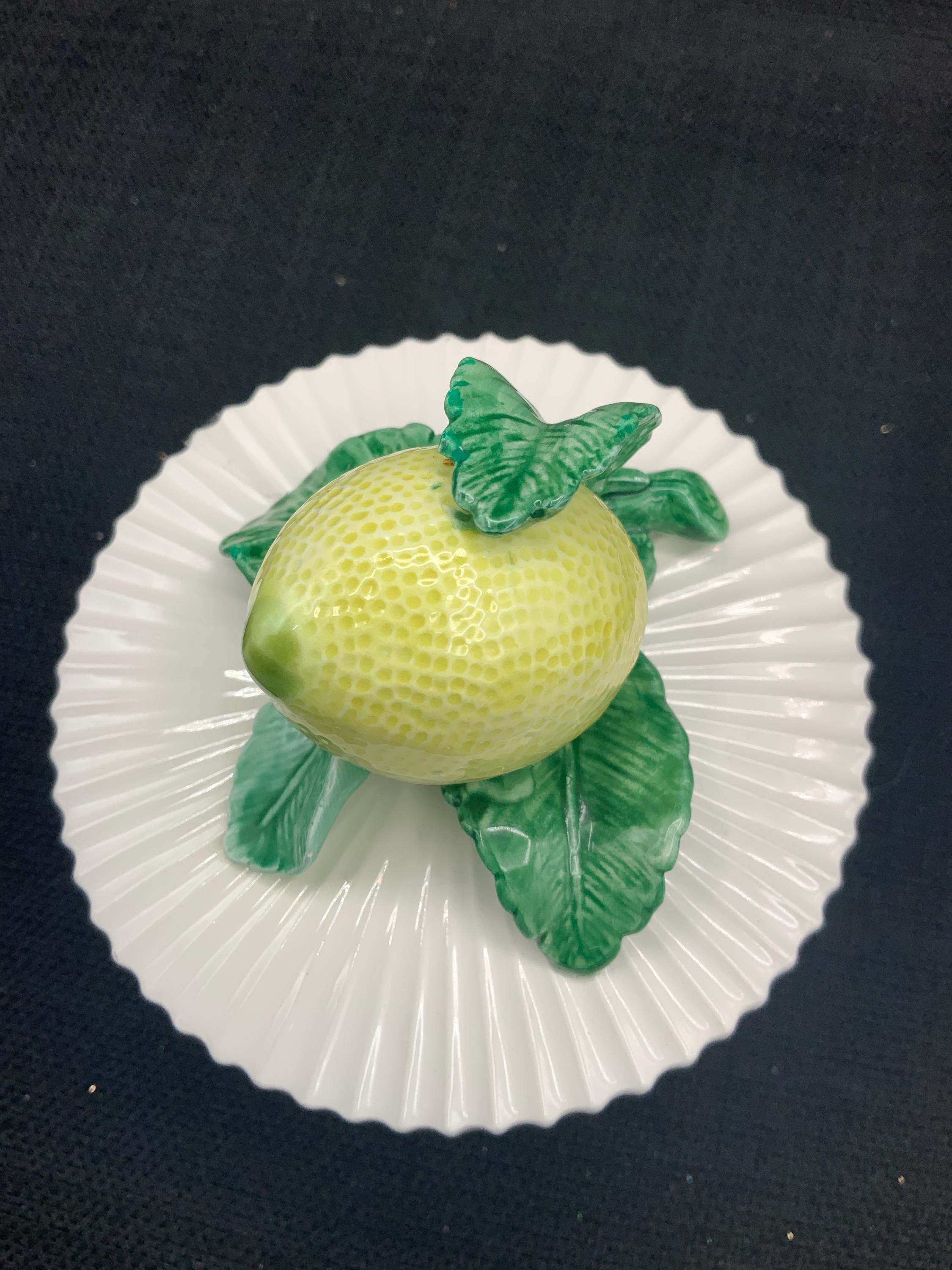 Fitz & Floyd Vintage Lemon Trinket Box, Ceramic Keepsake Holder