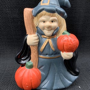 Figurine de sorcière vintage en céramique : décoration d&#39;Halloween effrayante