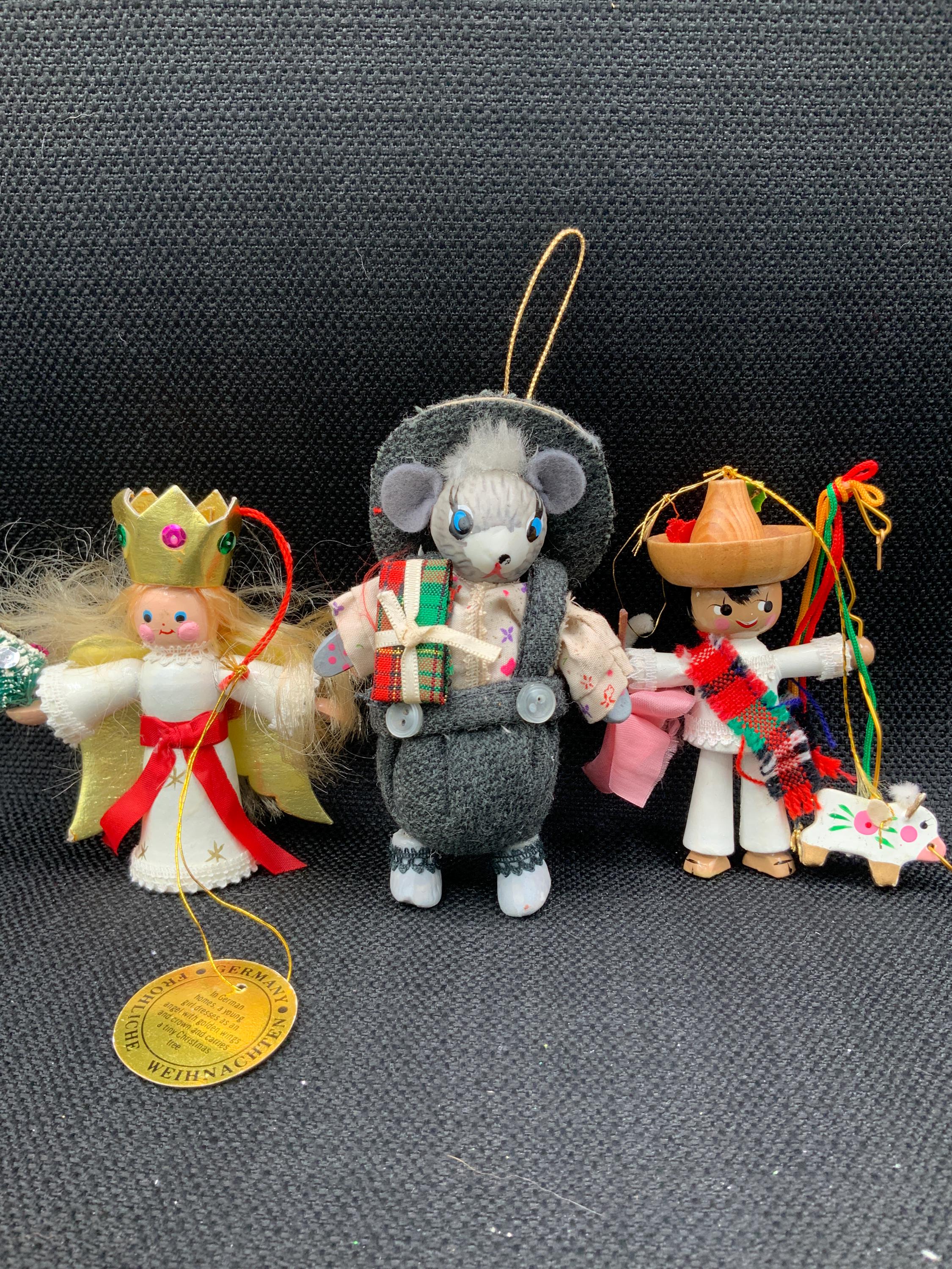 Kurt Adler Vintage Wooden Tree Ornaments, Around the World