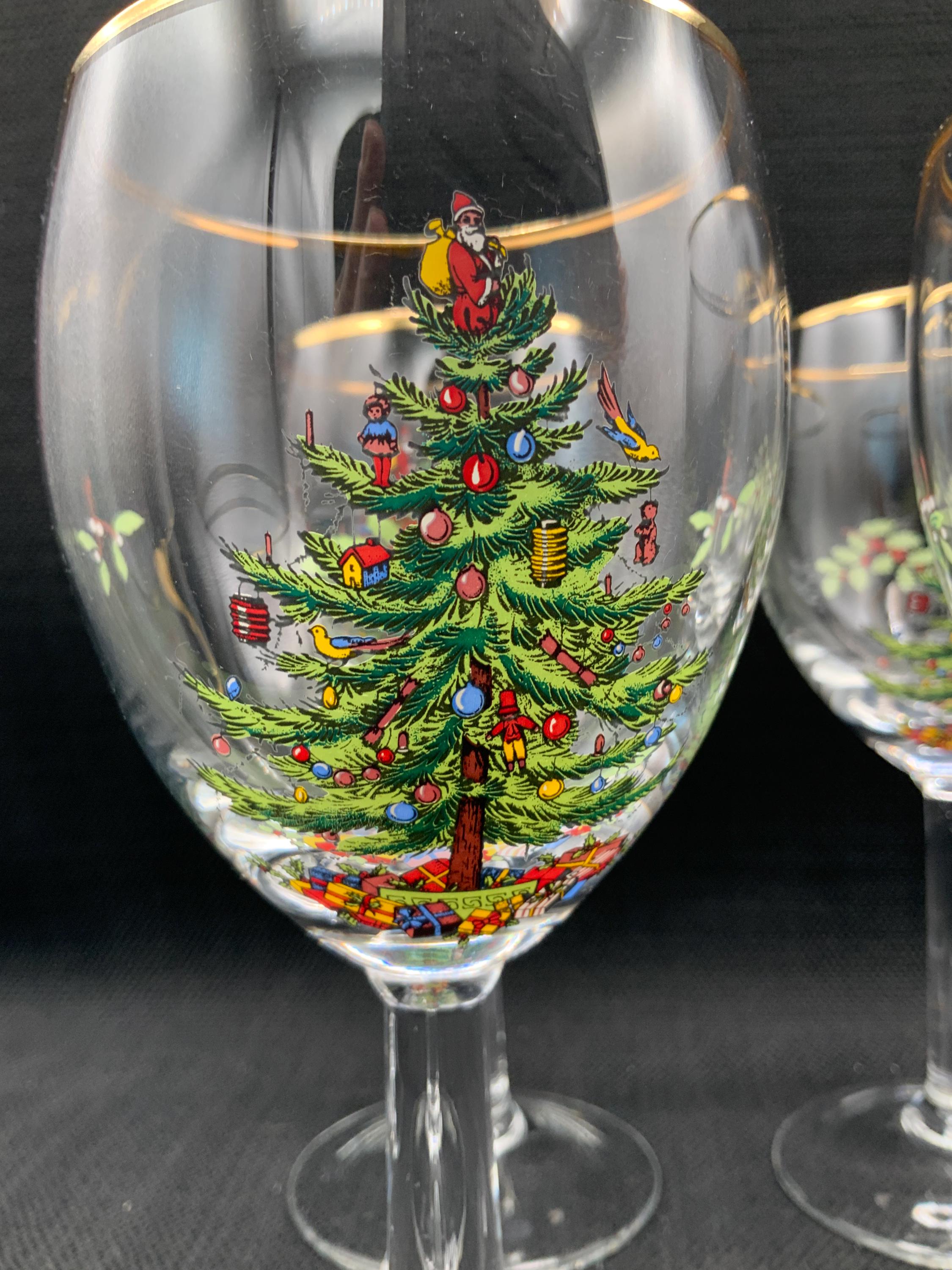 Spode Christmas Tree Wine Glasses Set, Festive Goblets, Holiday Dinnerware  - Etsy