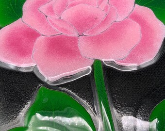 Peggy Karr Hibiscus Glass Plate, Floral Design, Shabby Chic Room