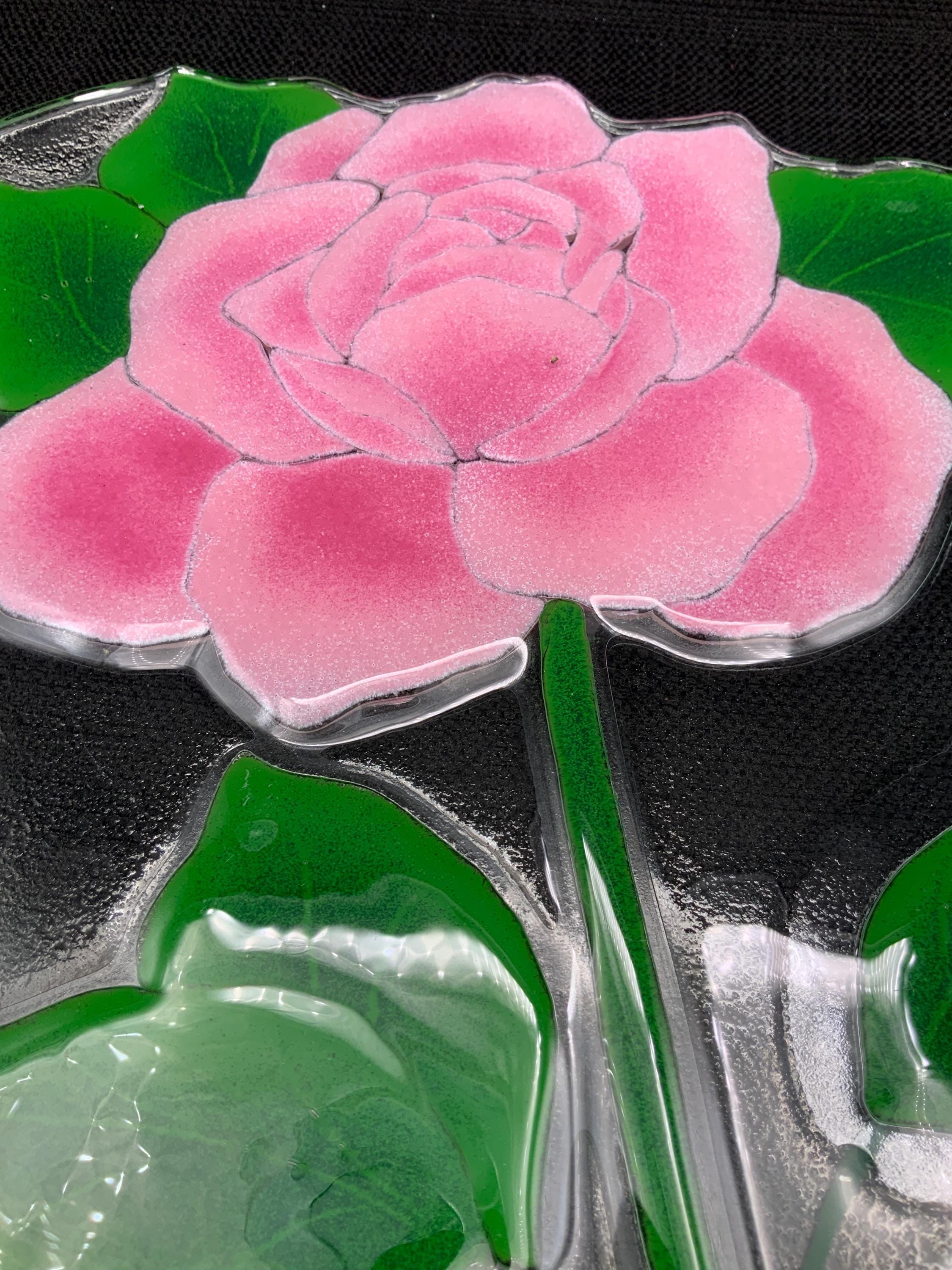Peggy Karr Hibiscus Glass Plate, Floral Design, Shabby Chic Room