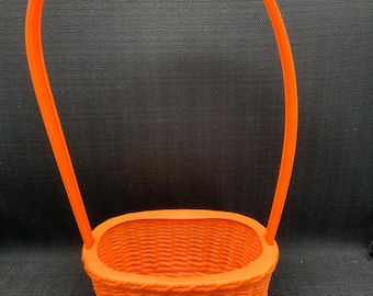 Vintage 90s Orange Plastic Easter Basket, Retro Decor