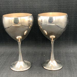 Silver Plated Italian Goblets Set, Stemmed Wine Glasses, Wedding Gift, Italian Drinkware, Elegant Tableware