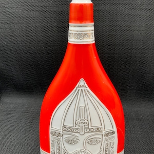 Rare Vintage Decanter Bottle, Lomonosov Porcelain Decanter, Collectible Barware, Orange Room Decor