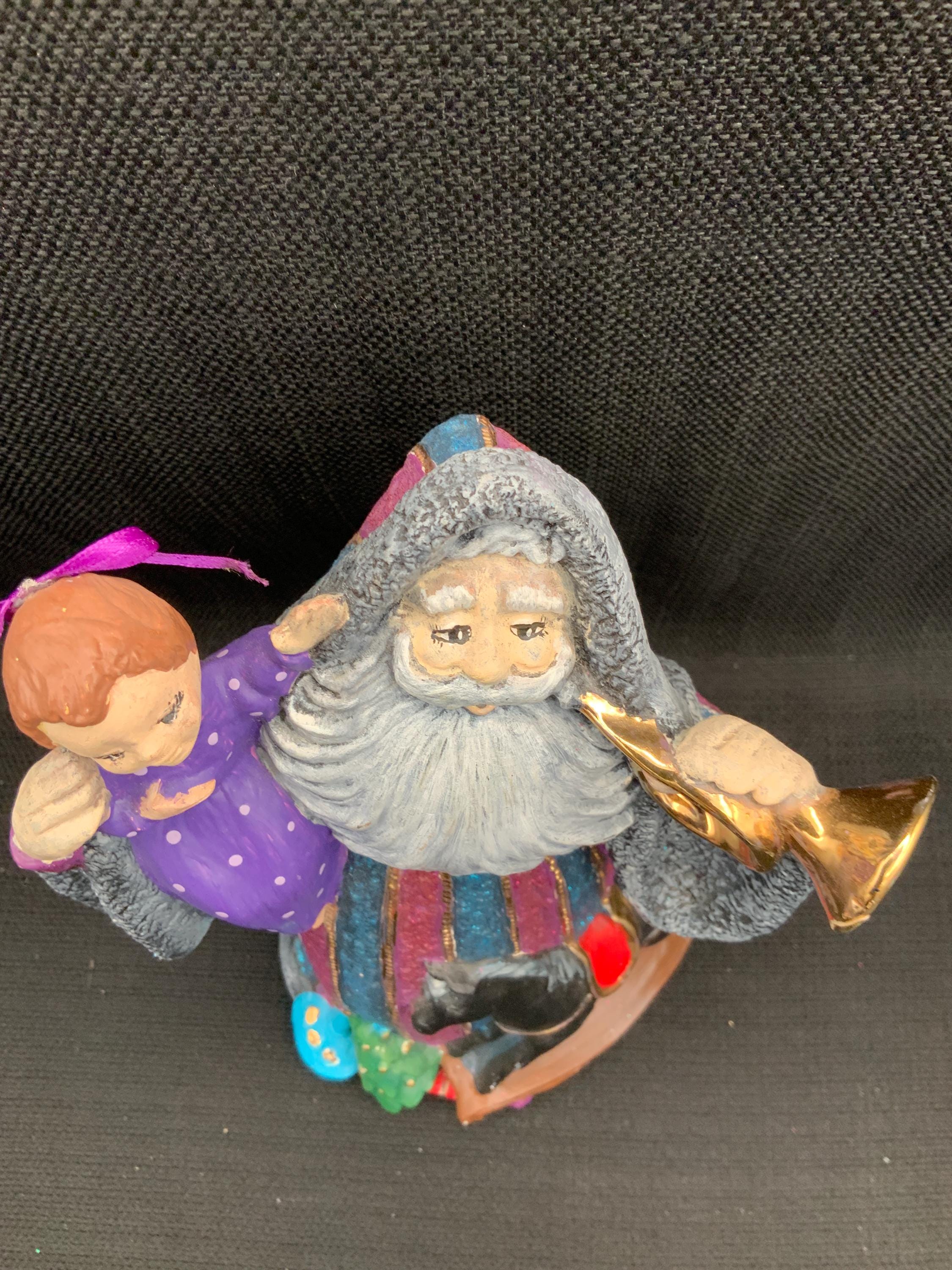 昔ながらのサンタの陶器の置物、ヴィンテージサンタの装飾、ホリデー