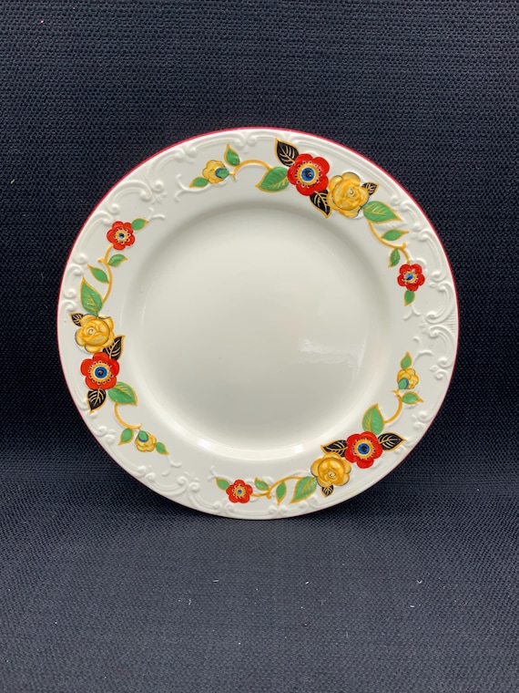 Vintage Homer Laughlin Floral Dinner Plate, Retro Kitchenware, Floral Dinnerware