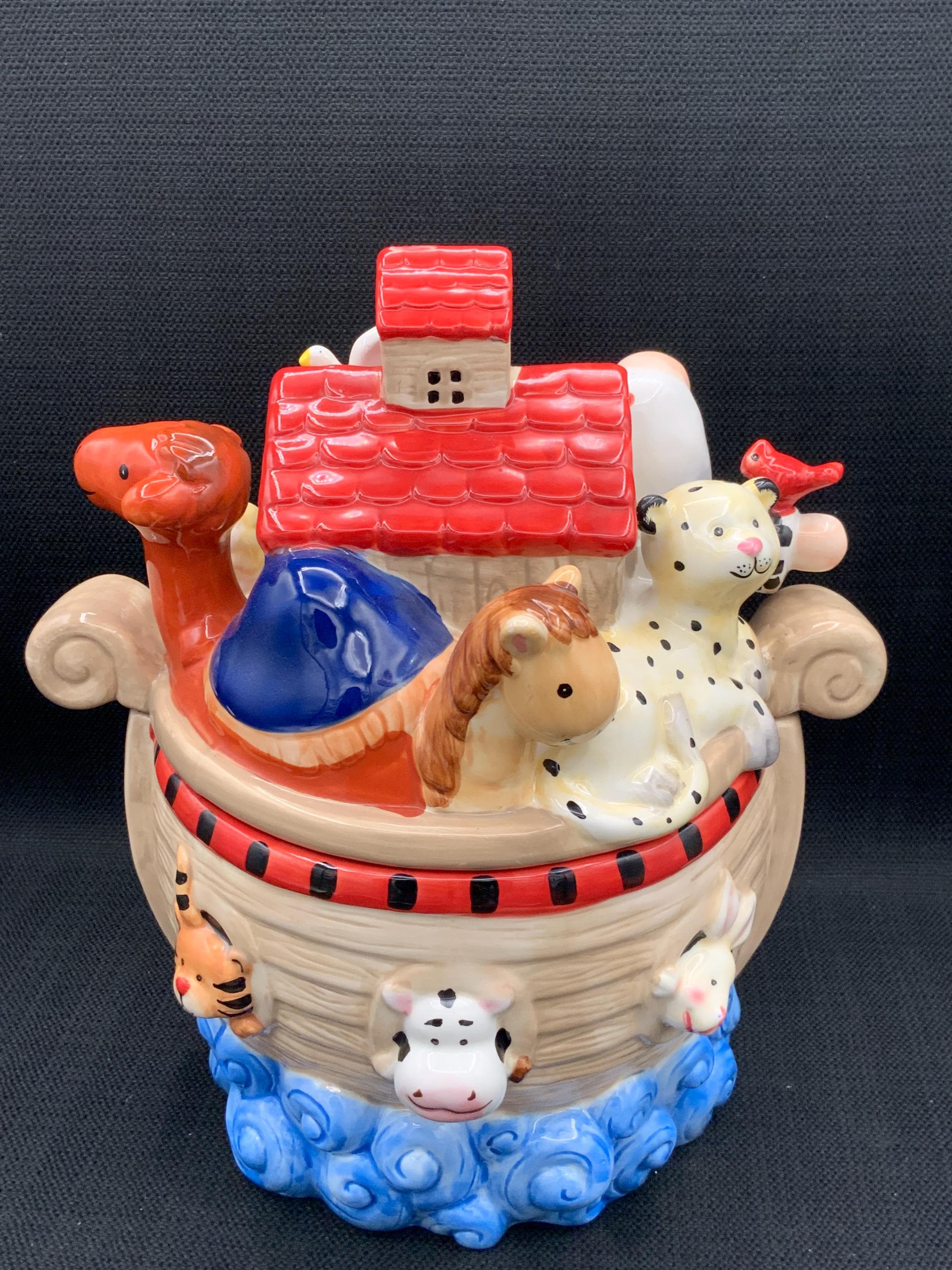 Vintage Noah's Ark Ceramic Cookie Jar, Animal Collector's Jar, Kitchen Decor, Unique Gift, Retro Cookie Jar